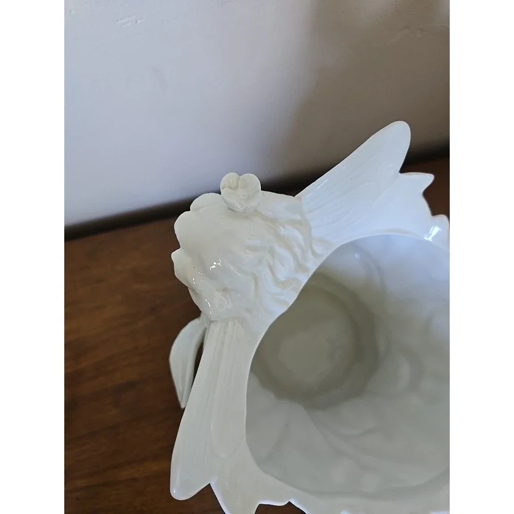 Fitz and Floyd Fairy Collection Vase Art Nouveau White Ceramic Mythical 8.5